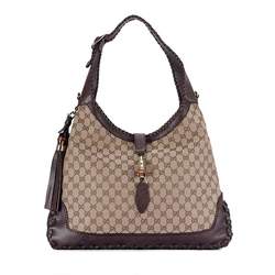 1:1 Gucci 218491 New Jackie Large Shoulder Bags-Coffee Diamante Fabric
